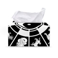 Black And White Chinese Zodiac Print Leather Tissue Box Cover
