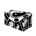 Black And White Chinese Zodiac Print Leather Tissue Box Cover