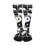 Black And White Chinese Zodiac Print Long Socks