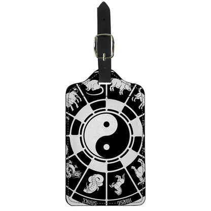 Black And White Chinese Zodiac Print Luggage Tag