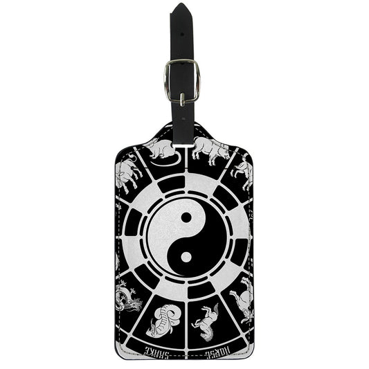 Black And White Chinese Zodiac Print Luggage Tag