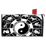 Black And White Chinese Zodiac Print Mailbox Cover