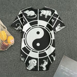 Black And White Chinese Zodiac Print Men's Bodysuit