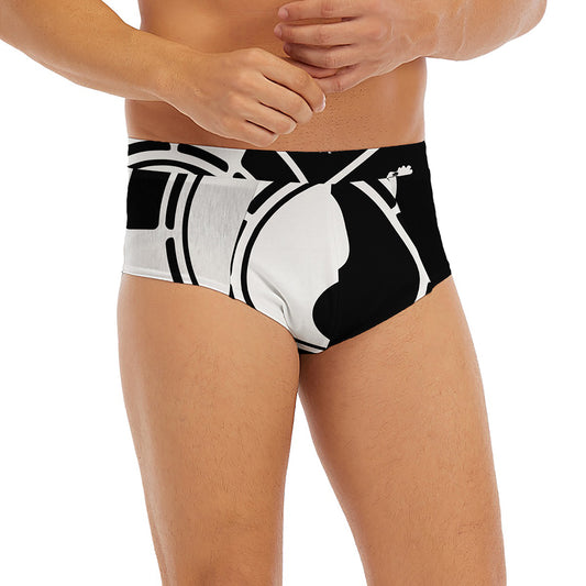 Black And White Chinese Zodiac Print Men's Briefs