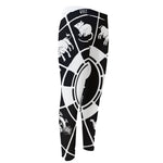 Black And White Chinese Zodiac Print Men's Compression Pants