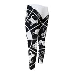 Black And White Chinese Zodiac Print Men's Compression Pants