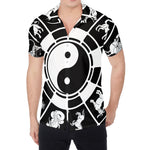 Black And White Chinese Zodiac Print Men's Shirt