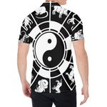 Black And White Chinese Zodiac Print Men's Shirt