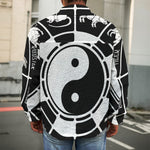 Black And White Chinese Zodiac Print Men's Shirt Jacket