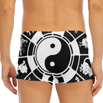 Black And White Chinese Zodiac Print Men's Short Boxer Briefs