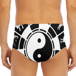 Black And White Chinese Zodiac Print Men's Triangle Swim Briefs