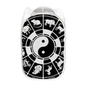 Black And White Chinese Zodiac Print Mesh Laundry Hamper