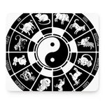 Black And White Chinese Zodiac Print Mouse Pad