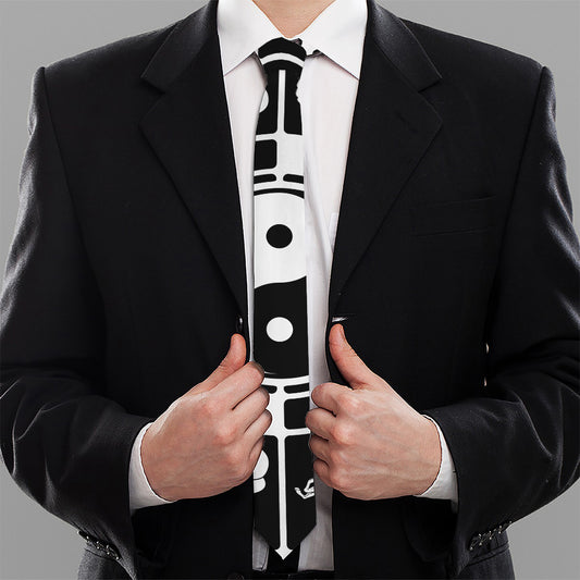 Black And White Chinese Zodiac Print Necktie