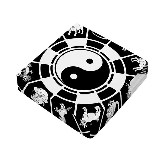 Black And White Chinese Zodiac Print Outdoor Seat Cushion Cover