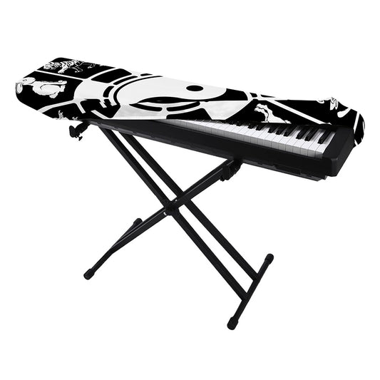 Black And White Chinese Zodiac Print Piano Keyboard Cover
