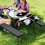 Black And White Chinese Zodiac Print Picnic Table Cover