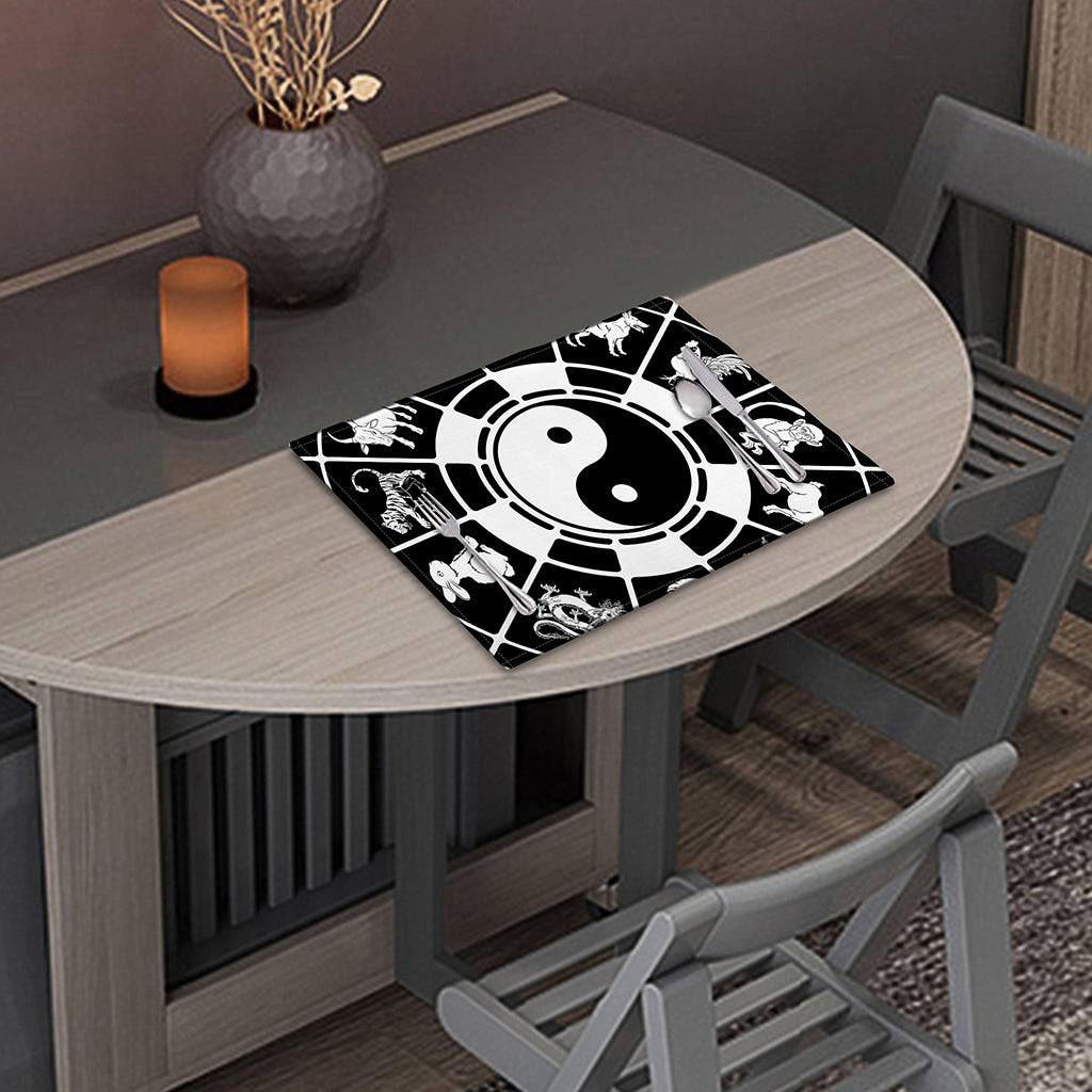Black And White Chinese Zodiac Print Placemat