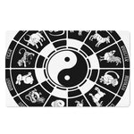 Black And White Chinese Zodiac Print Polyester Doormat