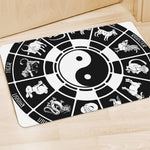 Black And White Chinese Zodiac Print Polyester Doormat