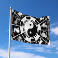 Black And White Chinese Zodiac Print Polyester Flag