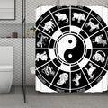 Black And White Chinese Zodiac Print Polyester Shower Curtain