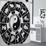 Black And White Chinese Zodiac Print Premium Shower Curtain