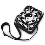 Black And White Chinese Zodiac Print Rectangular Crossbody Bag