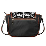 Black And White Chinese Zodiac Print Saddle Bag