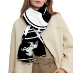Black And White Chinese Zodiac Print Scarf