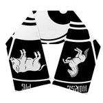 Black And White Chinese Zodiac Print Scarf