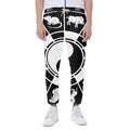 Black And White Chinese Zodiac Print Joggers