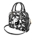Black And White Chinese Zodiac Print Shoulder Handbag