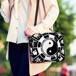 Black And White Chinese Zodiac Print Shoulder Strap Bible Bag
