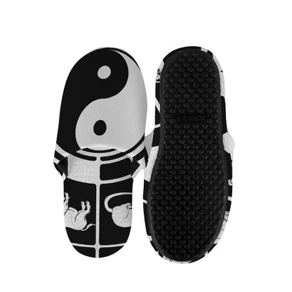 Black And White Chinese Zodiac Print Slippers