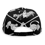 Black And White Chinese Zodiac Print Snapback Cap