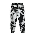 Black And White Chinese Zodiac Print Sweatpants
