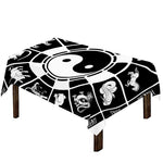 Black And White Chinese Zodiac Print Tablecloth