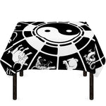 Black And White Chinese Zodiac Print Tablecloth