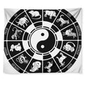 Black And White Chinese Zodiac Print Tapestry