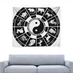 Black And White Chinese Zodiac Print Tapestry