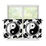 Black And White Chinese Zodiac Print Tier Curtains