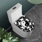 Black And White Chinese Zodiac Print Toilet Lid Cover