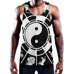 Black And White Chinese Zodiac Print Training Tank Top