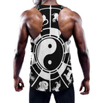 Black And White Chinese Zodiac Print Training Tank Top