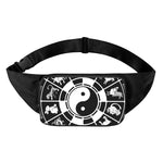Black And White Chinese Zodiac Print Waist Bag