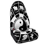 Black And White Chinese Zodiac Print Waterproof Car Seat Cover