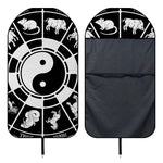 Black And White Chinese Zodiac Print Waterproof Car Seat Cover