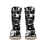 Black And White Chinese Zodiac Print Winter Boots