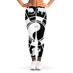 Black And White Chinese Zodiac Print Women's Leggings